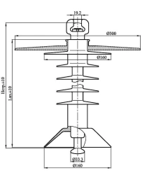 Ribbed Shell Insulator for Electric Railways - PSPKr 120-25/1.3-PZE-GP