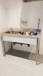 Stainless Steel Table with Two Sinks TV-SLM-01.01