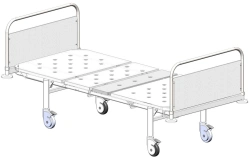 Functional Hospital Bed on Wheels with Metal Backs and Decorative Inserts Model MSK-1103D