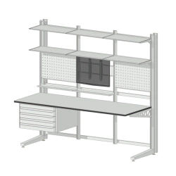 Industrial Metal Workbench with Cabinet (LxWxH): 810x1860x1730 mm