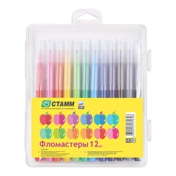 Washable Markers Set "Apple" 12 Colors with Plastic Case