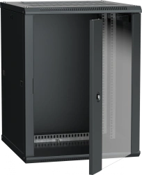 LINEA W 19" Wall-Mounted Cabinet 18U 600x600mm Glass Door, RAL9005