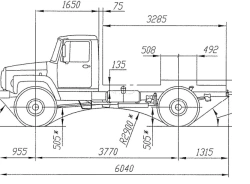 2-Axle Chassis for All-Wheel Drive Trucks, Modification 33081, Diesel Engine