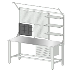 Heavy-Duty Workbench with Shelves and Drawer Cabinet 1800x800 mm
