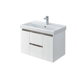 Aquaton Rene 80 Wall-Mounted Vanity in White Gloss and Walnut
