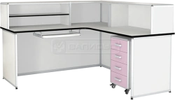 Corner Nurse Station PS-2KN with Shelf and Mobile Cabinet