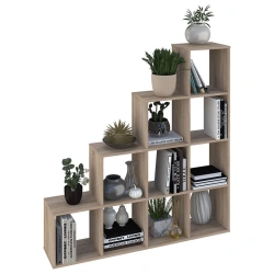 Polini Home Smart Cascading Open Shelf, 10 Sections, Oak, Model 0001697.68