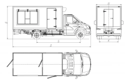 Mobile Shop Vehicles 3008GE-1 and 3008GE-2 on GAZ Chassis A21R23, A21R33, A22R23, A22R33, A21R25, A21R35, A22R35