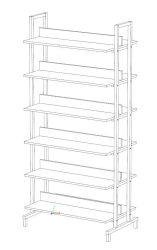 Double-Sided Library Shelf on Metal Frame