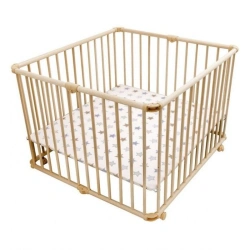 Wooden Children's Playpen with Adjustable Height