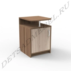 Closed Nightstand with Rounded Corners and Metal Support