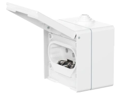 Three-Pole Socket for Open Wiring with Ceramic Base, 16A, 440V, IP55, White, Art. 2013