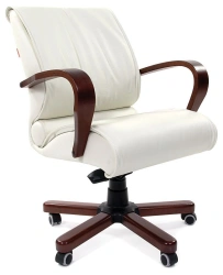 Wooden Frame Office Chair with Leather Upholstery - CHAIRMAN 444WD