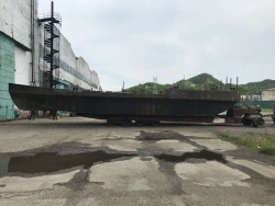 Steel Ship Hull with Simplified Lines and Forward Wheelhouse