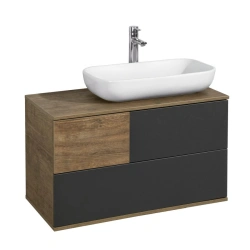 Terra 85 Bathroom Sink Cabinet in Country Oak and Anthracite