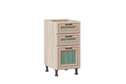 Country LD 245070.000 Cabinet Front 400 with 3 Drawers in Light Sonoma / Green Sonoma