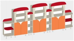 Red-Headed Wall Unit Art. S.06.77 - Versatile Modular Furniture