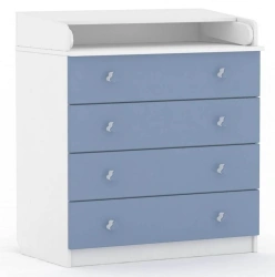 Children's Chest of Drawers Polini Kids Simple 1580, White-Blue, Art. 0001288.17