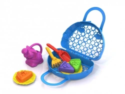 Sand Play Set #124 with 3 Cake Molds, Rake, Shovel, Watering Can, and Tote Bag