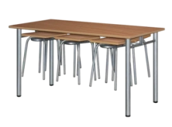 Dining Table with Hanging Stools for Space-Saving Comfort