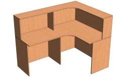 Corner Reception Desk with Side Supports and Back Wall - Model SR-2
