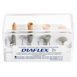 Dental Polishing Heads DIAFLEX, Diamond-Filled, Two-Stage System, Set #1 of 8 Pieces