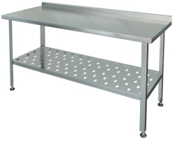 Food Processing Table with Edging, Perforated Shelf SRP-1-0.8/1.2-PR