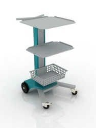 Universal Medical Trolley with 2 Shelves and 1 Basket, Model 103-002-6