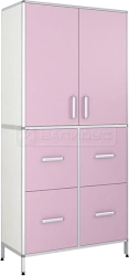 Two-Door Cabinet with Drawers on Aluminum Frame, Model ShM-14KN