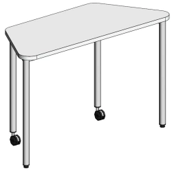 Trapezoidal Table with Rounded Edges on Metal Frame