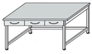 Metal Laboratory Table with Metal Frame and 3 Hanging Drawers SL-9(m)
