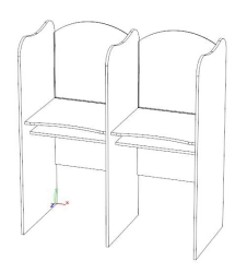 Two-Person Acoustic Classroom Desk with Half-Cabins, Model 6 GR