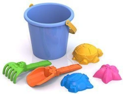 Sand Play Set No. 1 with Bucket, Dog Shovel, Kitten Rake, and Sea Molds