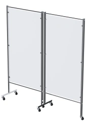 Medical Stainless Steel Screen on Wheels, Two-Section, Model MSK-25303PM