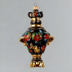 Handcrafted Glass Christmas Ornament "Black Russian Samovar