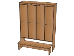 Four-Section Wardrobe with Bench - Model ШД19
