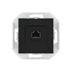 CADUCEUS ALING PRESTIGE Computer Socket with Keystone RJ45 Cat.6 FTP Module (Black Soft Touch)