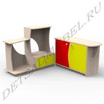 Two-Piece Living Corner Set with Open Shelves and Cabinet