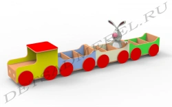 Toy Storage Cabinet in Locomotive Design with Wagons