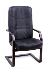 Non-Rotating Conference Chair with Wooden Base - Minister Extra