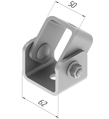 Swivel joint SMA 654, with overall dimensions 62x50 mm, metal thickness 5,0 mm, stainless steel grade AISI 304.