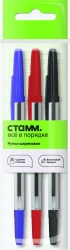 STAMM "Optima" Ballpoint Pen Set, 3 Pieces, 3 Colors, 1mm Tip, Euro Hanging Bag