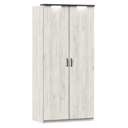 Two-Door Wardrobe in White/Black Craft Oak - Techno LD.678130.000