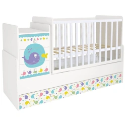 Polini Kids Simple 1100 Crib - Marine Story, White, Art. 0001442.9.5