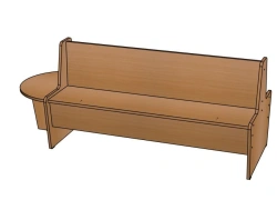 Cheburashka Sofa №2 with One Side Seat (Wood) H260/NM21