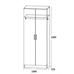 Light Oak Two-Door Wardrobe with Assembly Kit