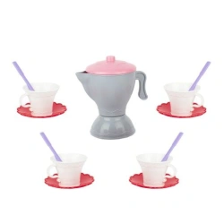 Toy Coffee Set - 13 Pieces with Teapot, Cups, Saucers, and Spoons