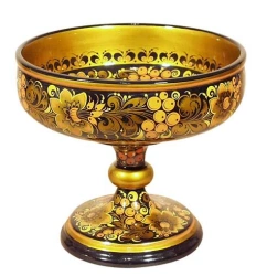 Decorative Fruit Bowl with Khokhloma Painting, 180x195mm, Model 04410180195