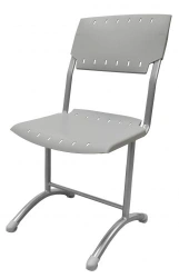 Student Chair PRISMA, Fixed Height, 7 Growth Group, 500mm, Glossy RAL 9006, Grey Plastic RAL 7040