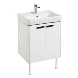 Aquaton York 60 Sink Cabinet, White, Bleached Wood